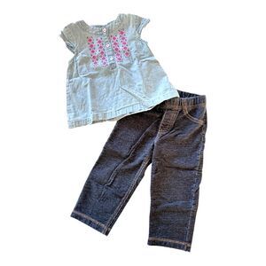 CARTER'S Girls Toddler 18 Months Leggings Jeggings & Blue Chambray Top Jeans Set
